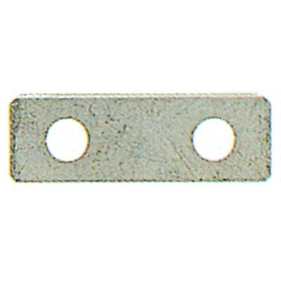 Metallplatte mit zwei Löchern, symmetrisch angeordnet.