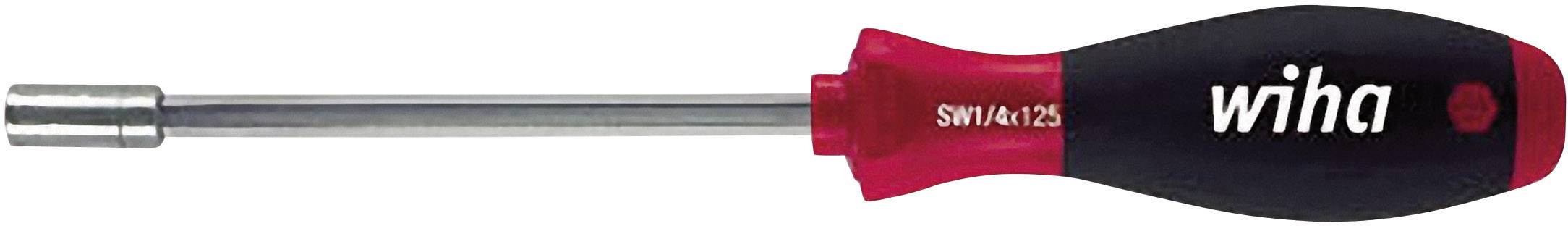 Ein roter und schwarzer Schraubendreher mit der Aufschrift 'Wiha' auf dem Griff. Der Schraubendreher hat einen metallischen Schaft.