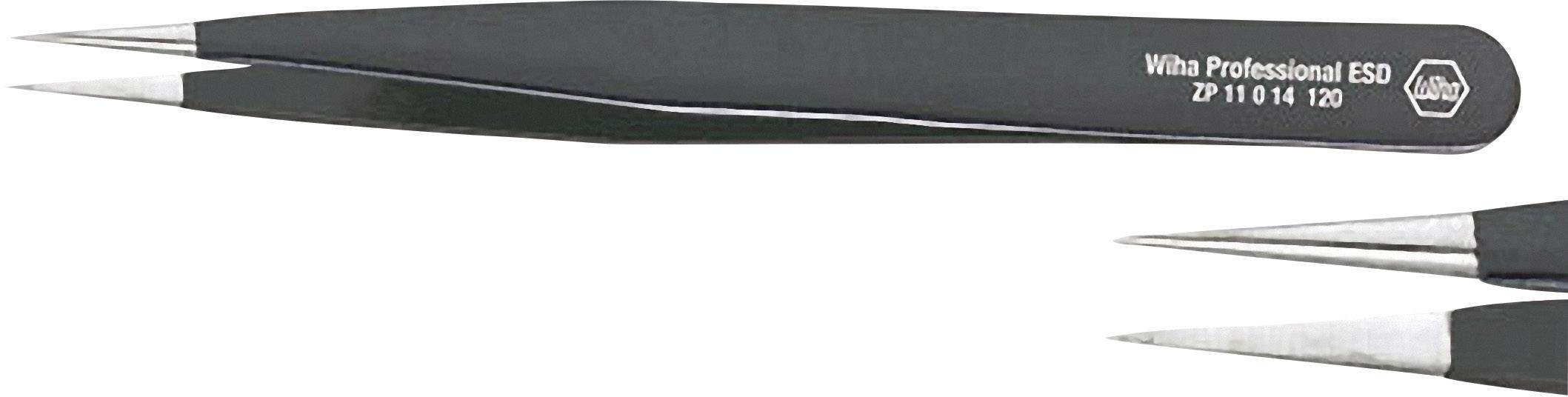 Wiha 32327 Präzisionspinzette Spitz, mittelfein 120mm