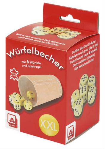 NSV Würfelbecher aus Leder -eXtra cLassic-mit 6 Würfeln 6021