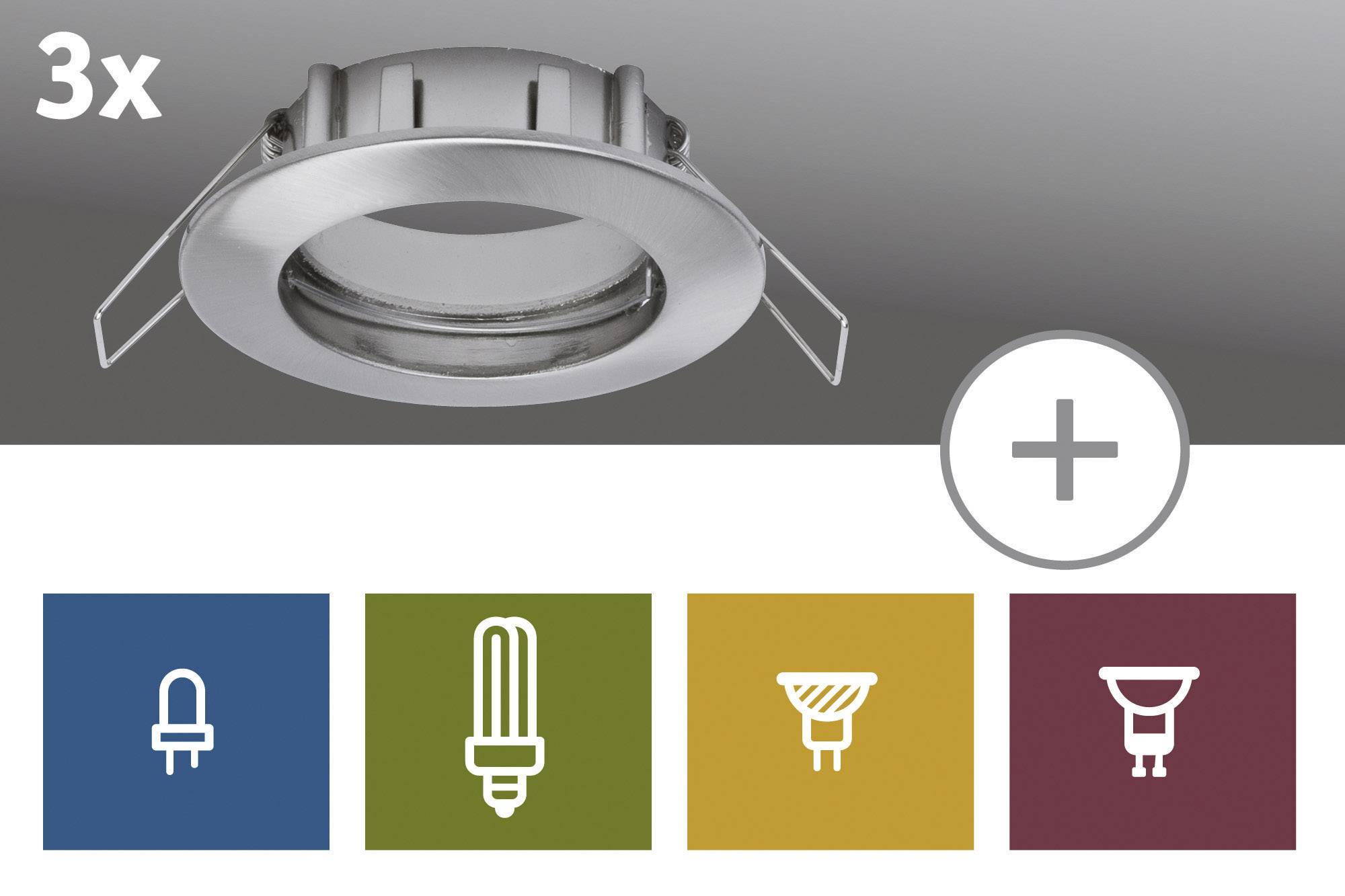 Paulmann Einbauring 3er Set Halogen 150W IP44 Eisen (gebürstet)