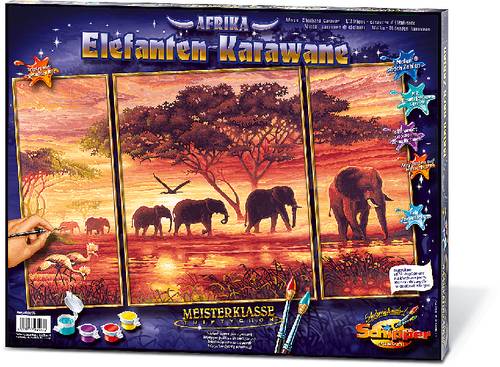 Schipper Malen nach Zahlen - Elefanten-Karawane Triptychon
