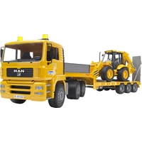 Bruder MAN TGA Tieflader mit JCB 4CX Baggerlader Bruder MAN TGA Tieflader mit JCB 4CX Baggerlader