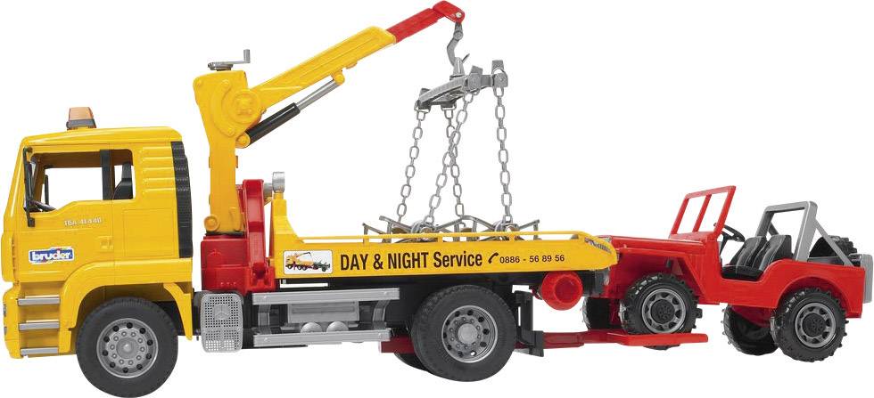 Bruder MAN TGA Abschlepp-LKW mit Geländewagen Fertigmodell Nutzfahrzeug Modell