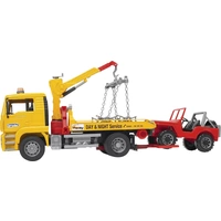 Bruder MAN TGA Abschlepp-LKW mit Geländewagen Fertigmodell Nutzfahrzeug Modell Bruder MAN TGA Abschlepp-LKW mit Geländewagen Fertigmodell Nutzfahrzeug Modell