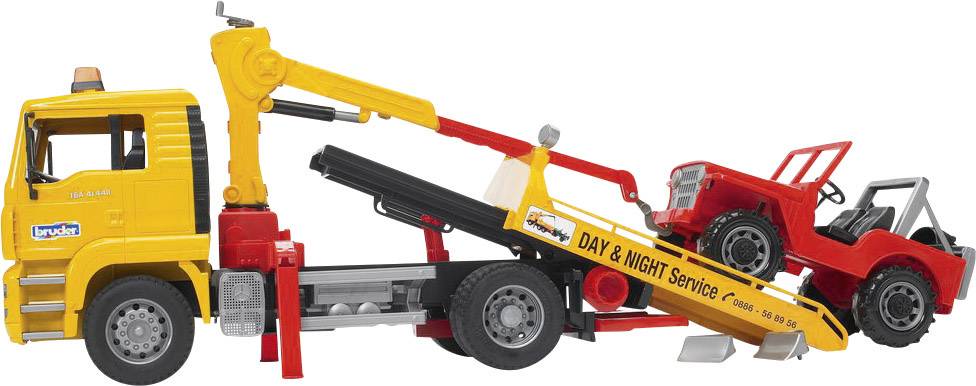 Bruder MAN TGA Abschlepp-LKW mit Geländewagen Fertigmodell Nutzfahrzeug Modell