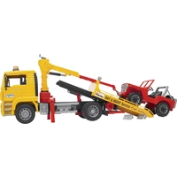 Bruder MAN TGA Abschlepp-LKW mit Geländewagen Fertigmodell Nutzfahrzeug Modell Bruder MAN TGA Abschlepp-LKW mit Geländewagen Fertigmodell Nutzfahrzeug Modell