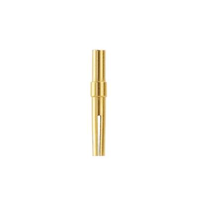 Goldener elektrischer Kontaktstift in zylindrischer Form mit glatter Oberfläche, verwendet für Verbindungen in elektronischen Schaltungen.
