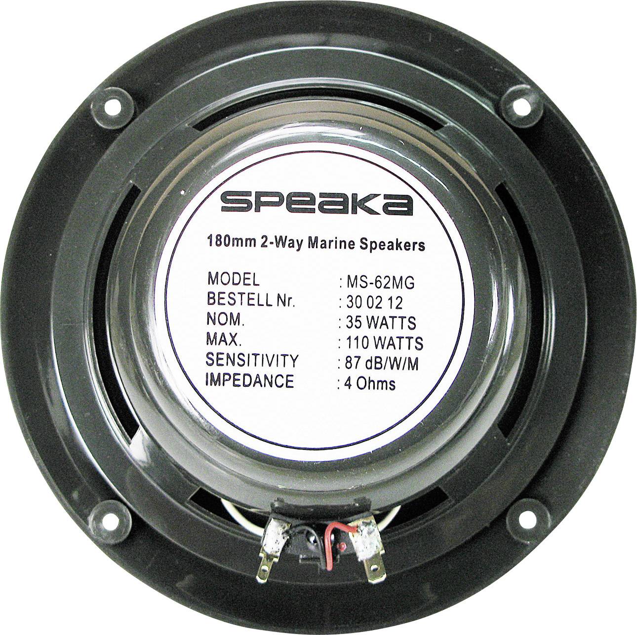 SpeaKa Professional Marine-Lautsprecher 110 W 4 Ω Schwarz 1 Paar
