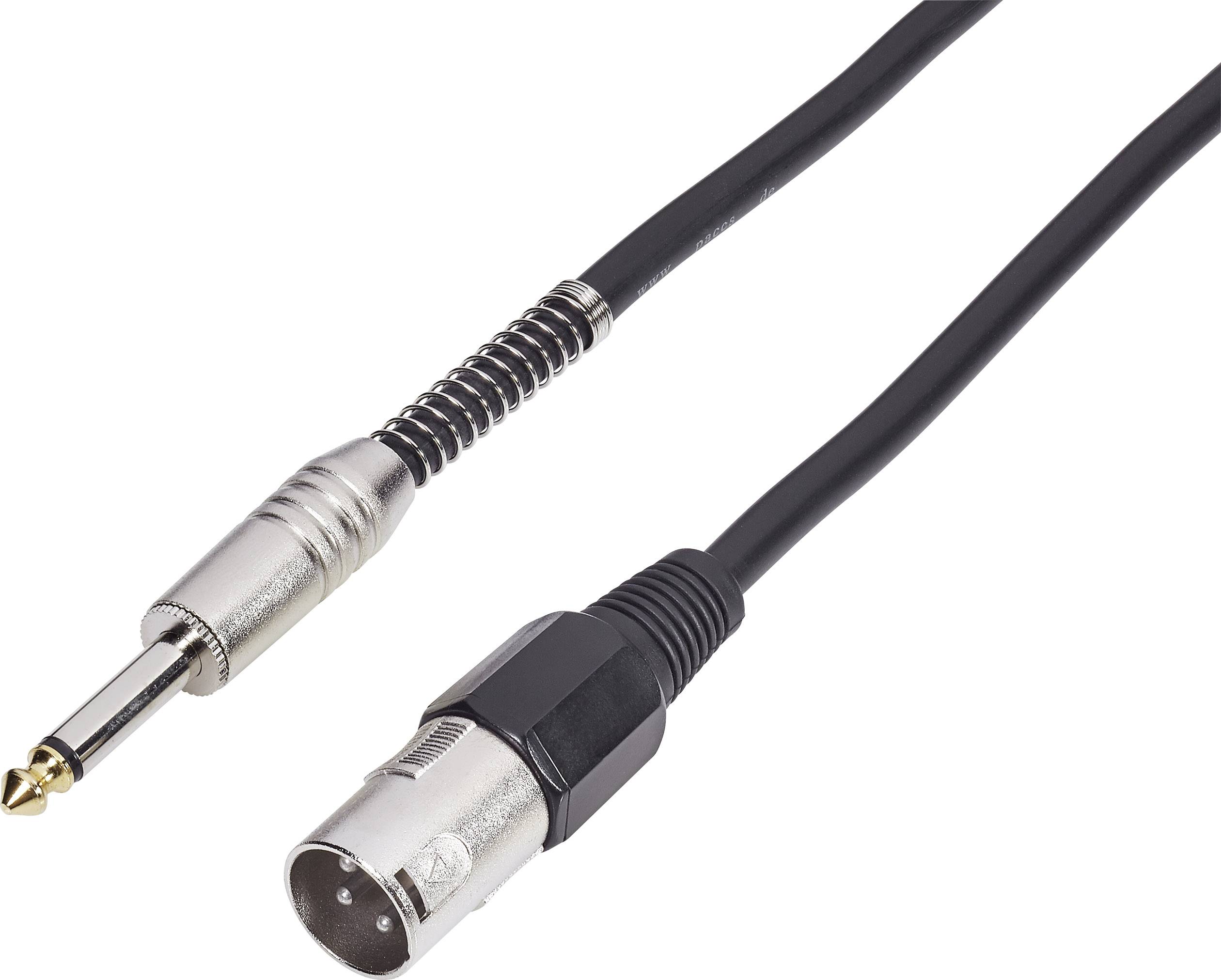 Paccs XLR Adapterkabel [1x XLR-Stecker - 1x Klinkenstecker 6.35 mm] 10.00m Schwarz