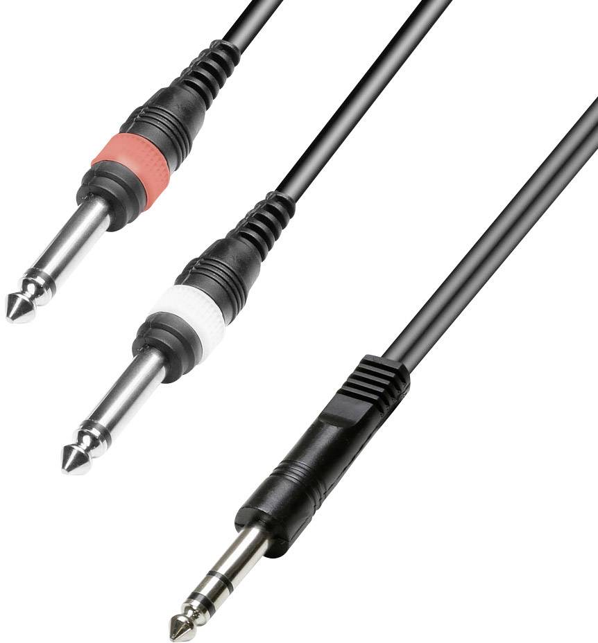 Paccs Klinken Adapterkabel [2x Klinkenstecker 6.35mm - 1x Klinkenstecker 6.35 mm] 2.50m Schwarz