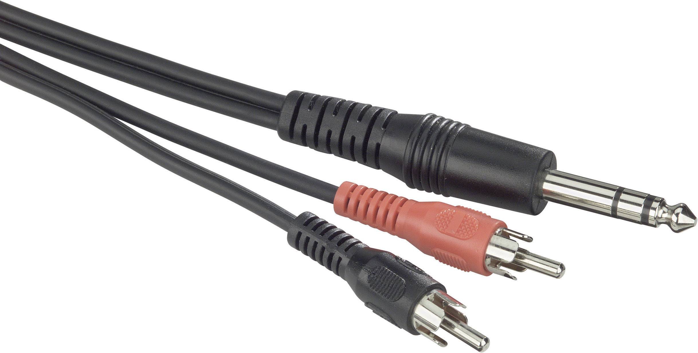 Paccs Audio Adapterkabel [2x Cinch-Stecker - 1x Klinkenstecker 6.35 mm] 3.00m Schwarz