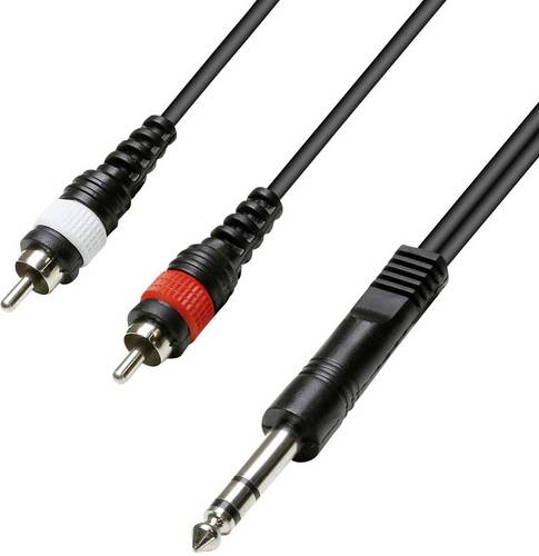 Paccs Audio Adapterkabel [2x Cinch-Stecker - 1x Klinkenstecker 6.35 mm] 5.00m Schwarz