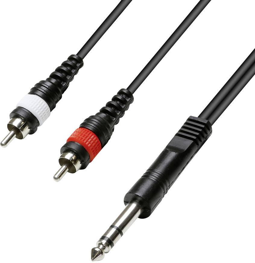 Paccs Audio Adapterkabel [2x Cinch-Stecker - 1x Klinkenstecker 6.35 mm] 5.00m Schwarz