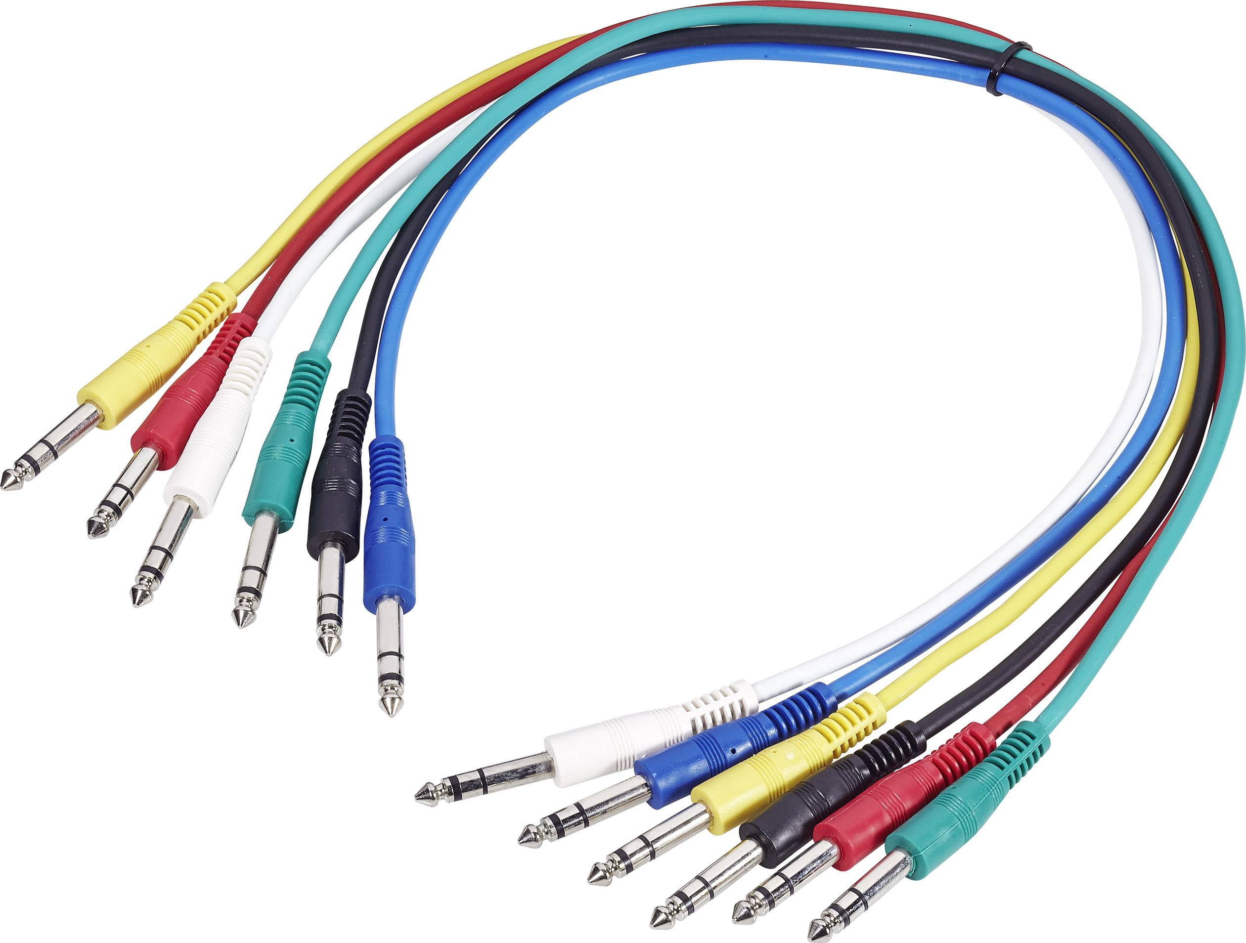 Paccs HPC53SET006SD Klinken Kabel [6x Klinkenstecker 6.35 mm - 6x Klinkenstecker 6.35 mm] 0.60 m Multi-Color