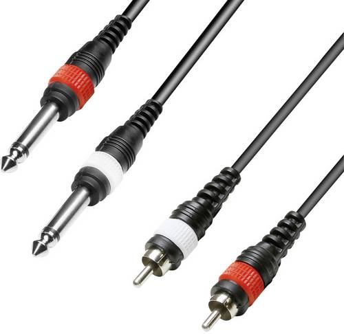 Paccs Audio Adapterkabel [2x Cinch-Stecker - 2x Klinkenstecker 6.35 mm] 3.00m Schwarz