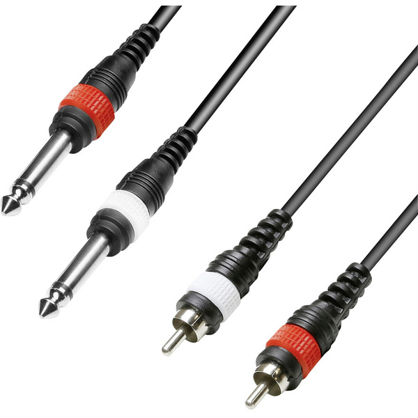 Paccs audio Câble adaptateur [2x Cinch-RCA mâle - 2x Jack mâle 6.35 mm] 3.00 m noir