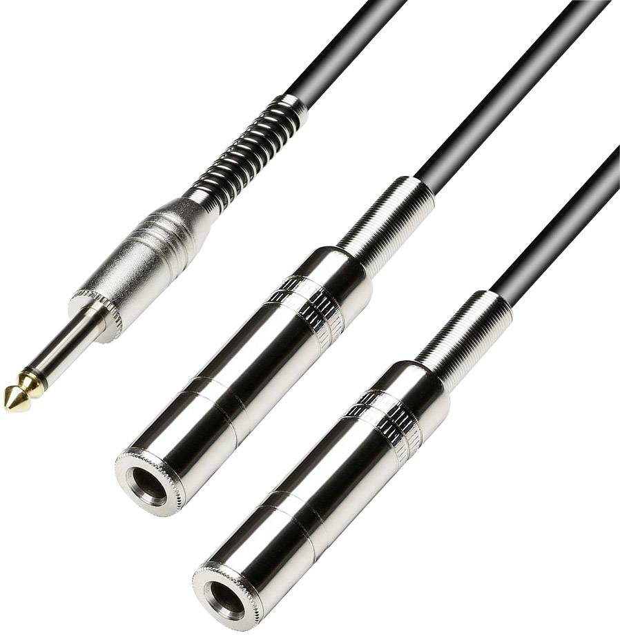 Paccs Klinken Adapterkabel [1x Klinkenstecker 6.35mm - 2x Klinkenbuchse 6.35 mm] 0.60m Schwarz