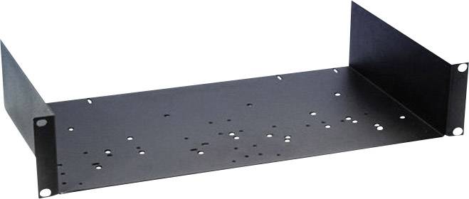 Metallregalablage mit Löchern zur Befestigung, geeignet für die Montage in einem Rack.