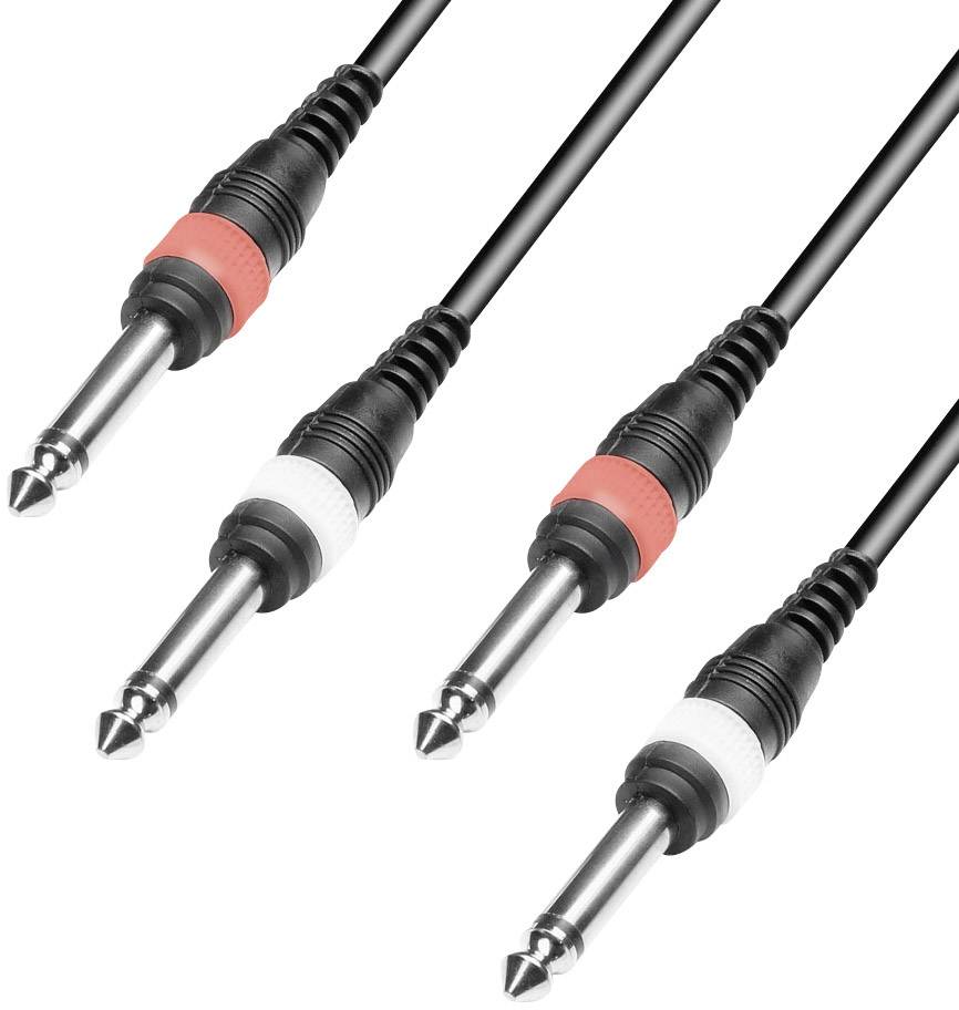 Paccs Double Line Klinken Verbindungskabel [2x Klinkenstecker 6.35mm - 2x Klinkenstecker 6.35 mm] 5.00m Schwarz