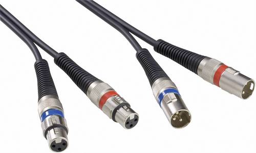 Paccs DUAL XLR Verbindungskabel [2x XLR-Buchse - 2x XLR-Stecker] 3.00m Schwarz