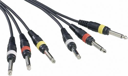 Paccs Triple-Line Klinken Verbindungskabel [3x Klinkenstecker 6.35mm - 3x Klinkenstecker 6.35 mm] 1.