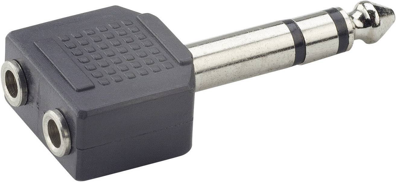 Paccs Klinken Adapter [1x Klinkenstecker 6.35mm - 2x Klinkenbuchse 3.5 mm] Schwarz