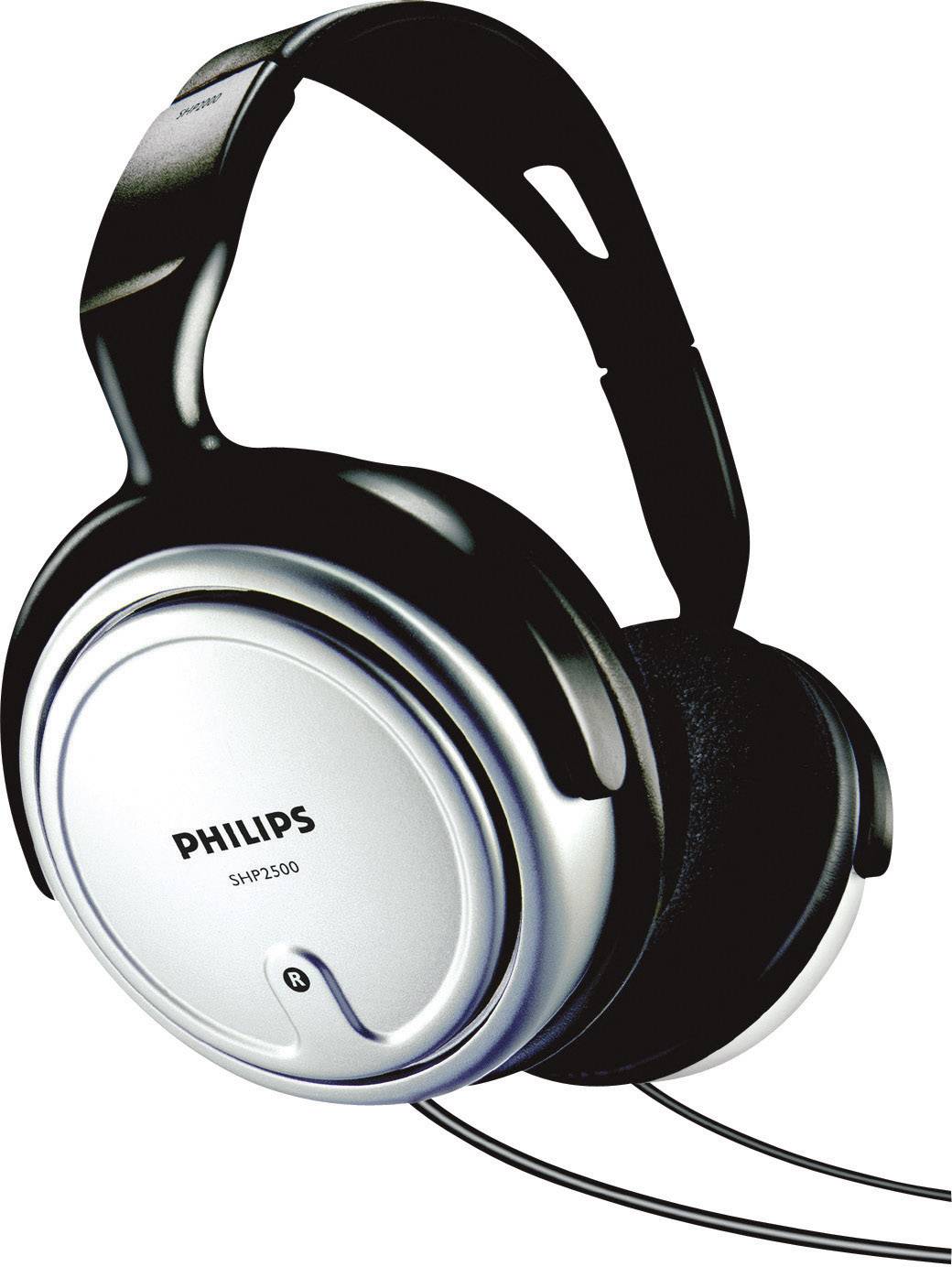 Philips SHP2500 Over Ear Kopfhörer kabelgebunden Schwarz, Silber Lautstärkeregelung TV