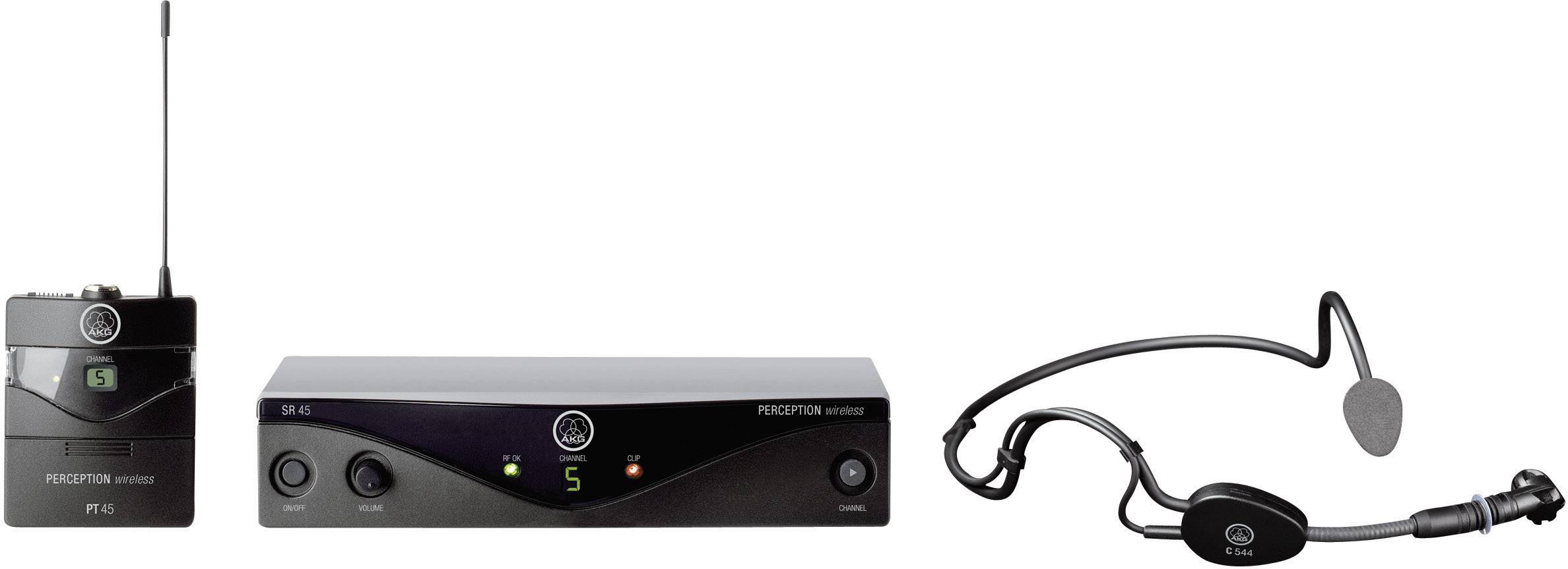 Drahtloses Mikrofon-System mit Empfänger, Taschensender und Headset. Geeignet für Live-Auftritte oder Präsentationen.