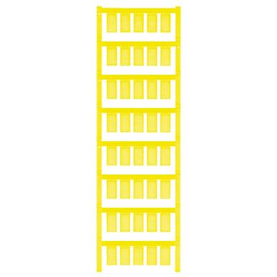 Gelber Kunststoffrahmen mit rechteckigen Ausschnitten, symmetrisch angeordnet. Funktional für Kabel-Management oder ähnliche Anwendungen.