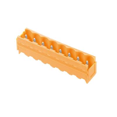 Orangenes Steckverbindermodul mit mehreren Befestigungspunkten, geeignet für elektrische Anwendungen.