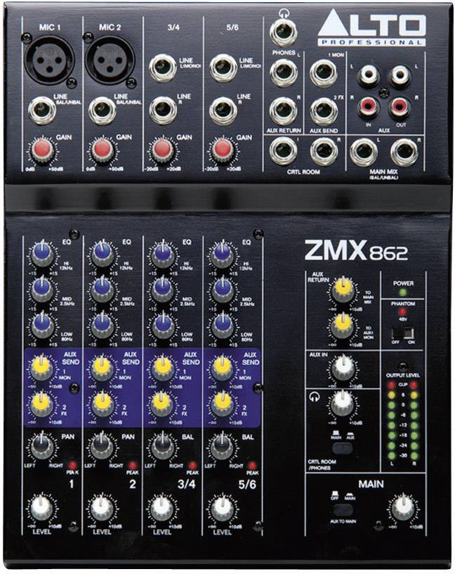 ALTO ZMX862 Konsolen-Mischpult Anzahl Kanäle:6