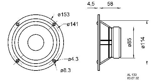 Visaton AL 130M - 8 Ohm 6 Zoll 15.24cm Mitteltöner 60W 8Ω Aluminium-Membran