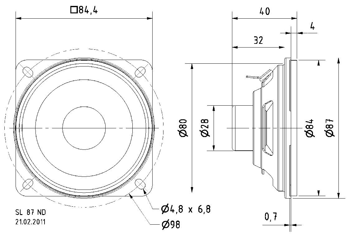 Visaton SL 87 ND - 8 Ohm 3.4 Zoll 8.5cm Breitbänder 10W 8Ω Schwarz