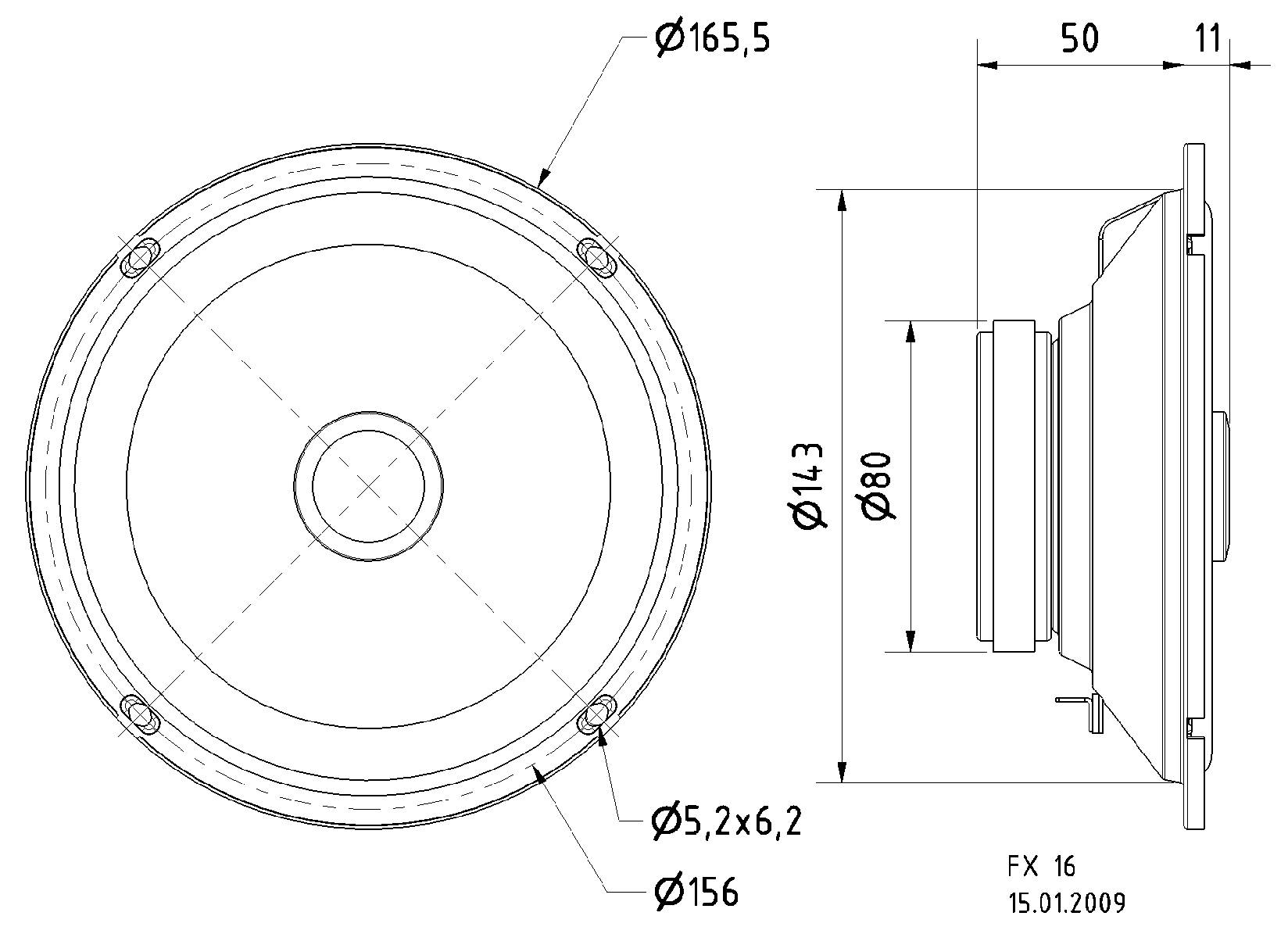 Visaton FX 16 WP - 4 Ohm 6.5 Zoll 16cm 2-Wege-Koaxiallautsprecher 80W 4Ω Außenlautsprecher, Seewasserbeständig, Kunststoff-Membran