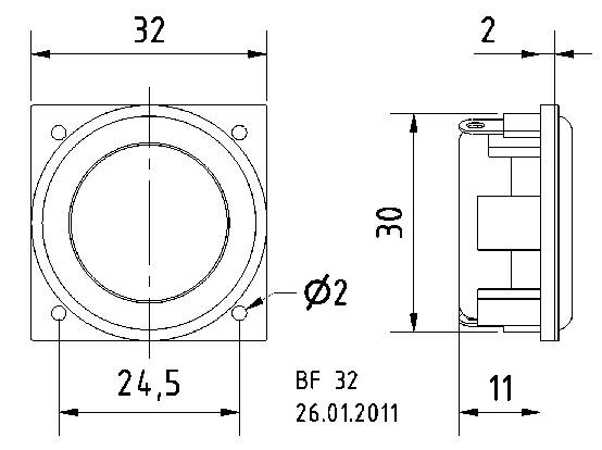 Visaton BF 32 - 8 Ohm 1.3 Zoll 3.2cm Breitbänder 2W 8Ω Silber