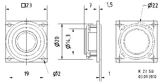 Visaton K 23 SQ - 8 Ohm 0.9 Zoll 2.3cm Kleinlautsprecher 0.5W 8Ω Schwarz