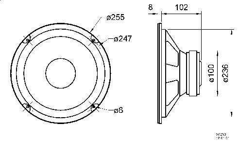 Visaton W 250 - 8 Ohm 10 Zoll 25.4cm Tieftöner 90W 8Ω