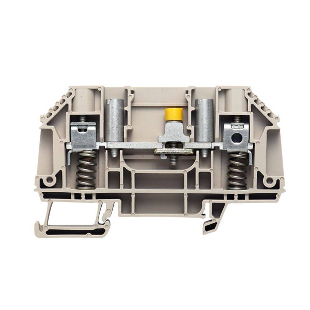 Schaltmodul in Nahaufnahme mit Federn und Metallkomponenten, zeigt die interne Struktur und Mechanik eines elektrischen Anschlusses.