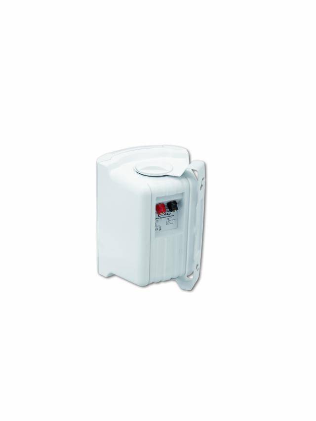 Ein weißer elektrischer Warmwasserbereiter mit einem Bedienfeld und zwei sichtbaren Knöpfen an der Vorderseite.