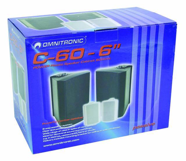 Omnitronic C-60 Passiver Monitor-Lautsprecher 16.5cm 6.5 Zoll 50W 1 Paar