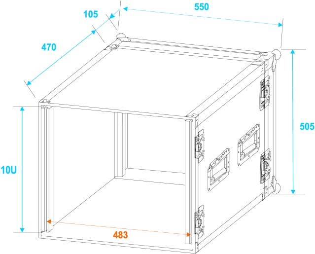 Roadinger PR-2 19 Zoll Rack 10 HE Holz inkl. Griff