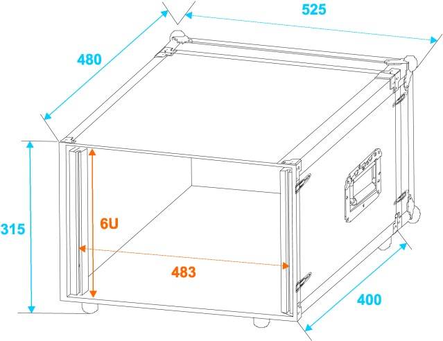 Roadinger CO DD 19 Zoll Rack 6 HE Holz inkl. Griff