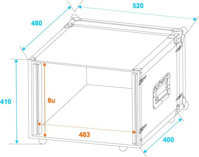 Roadinger CO DD 19 Zoll Rack 8 HE Holz inkl. Griff