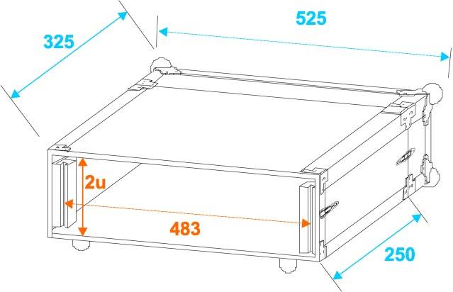 Roadinger CO DD 19 Zoll Rack 2 HE Holz inkl. Griff