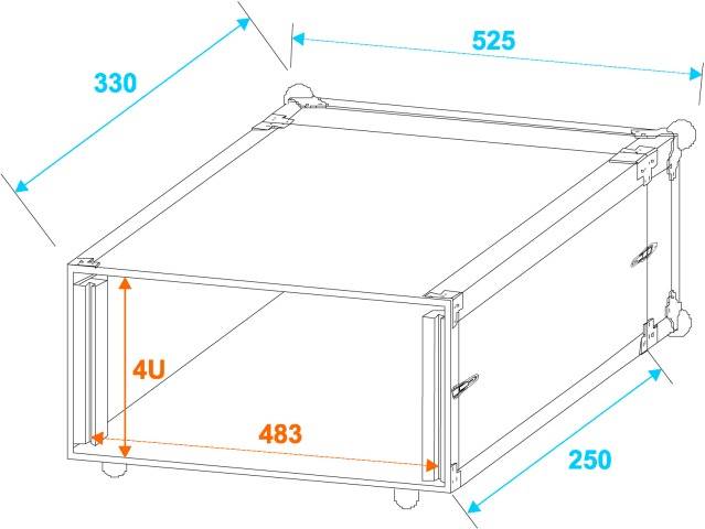 Roadinger CO DD 19 Zoll Rack 4 HE Holz inkl. Griff