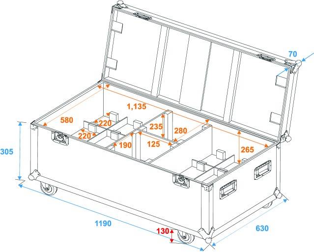 Roadinger Roadinger ML-56/ML-64 31000620 Case (L x B x H) 650 x 1200 x 390 mm