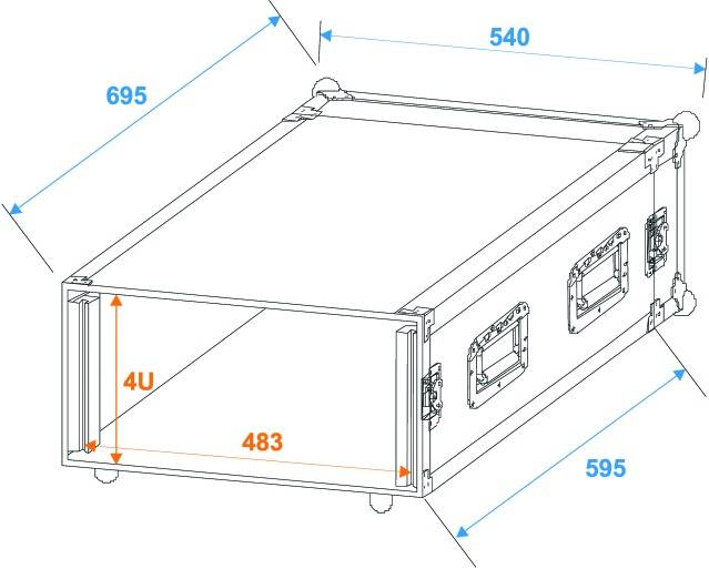 Roadinger PR-2ST 19 Zoll Rack 4 HE Holz inkl. Griff