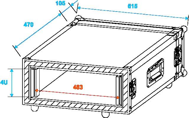 Shock-Proof 19 Zoll Rack 4 HE Holz inkl. Griff