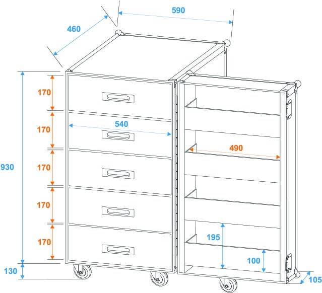 Roadinger TSF-1 Case (L x B x H) 625 x 645 x 1170mm